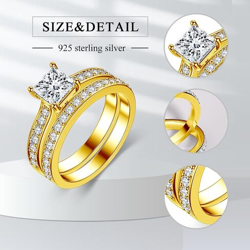 Moissanite Ring Bridal Sets for Women Engagement Ring Wedding Band 2cttw D Color VVS1 Princess Cut 925 Sterling Silver Bridal Sets-w5 in Saudi Arabia