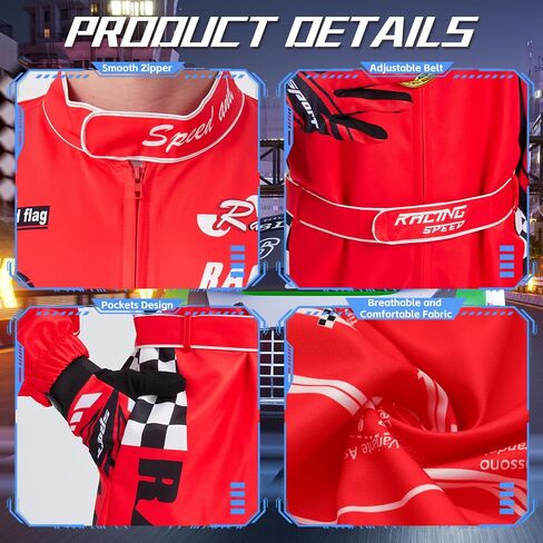 Race Car Driver Costume for Men Women Race Jumpsuit with Hat Sunglasses Gloves Halloween Adult Racer Suit Outfit in Kuwait