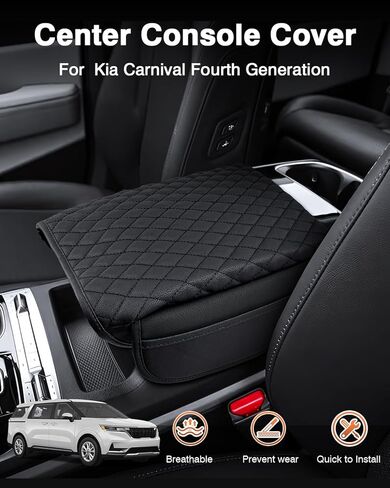 Center Console Cover for Kia Carnival KA4 2022-2024 2025 2026 Accessories Armrest Cover Console Cushion Pad Leather MPV Armrest Seat Box Cover Console Lid Protector with Pockets Storage Bag in Saudi Arabia