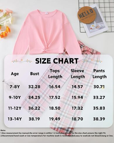 Xuanhao Kids Clothes Girls Fall Winter Girls Sets Twist Pullover Tops Plaid Pants For Girl Size 7-14 in Kuwait