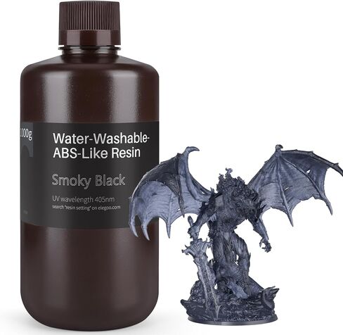 ELEGOO Water Washable ABS-Like Resin, 3D Printer Resin with High Toughness, Low Viscosity and High Precision, 405nm Rapid UV-Curing Photopolymer Resin, ABS Resin for LCD/DLP 3D Printing, Grey 1000g in Kuwait