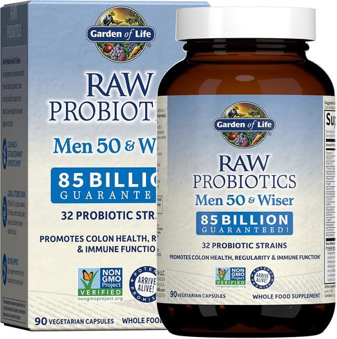 Garden of Life Probiotics الخام للرجال الذين تزيد أعمارهم عن 50 عامًا - البروبيوتيك الحكومي مع الفيتامينات والإنزيمات التي أنشأتها البكتيريا التي تم إنشاؤها بالبروبيوتيك ، والبريبايوتيك ، وخالية من الغلوتين - 90 كبسولة نباتية in Saudi Arabia