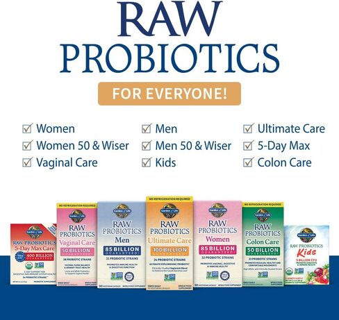 Garden of Life Probiotics الخام للرجال الذين تزيد أعمارهم عن 50 عامًا - البروبيوتيك الحكومي مع الفيتامينات والإنزيمات التي أنشأتها البكتيريا التي تم إنشاؤها بالبروبيوتيك ، والبريبايوتيك ، وخالية من الغلوتين - 90 كبسولة نباتية in Saudi Arabia