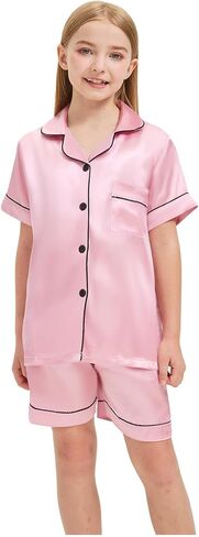 Sohcue Girls Pajamas يضع حريرًا ناعمًا قصيرًا لأكمام النوم. in Saudi Arabia