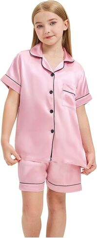 Sohcue Girls Pajamas يضع حريرًا ناعمًا قصيرًا لأكمام النوم. in Saudi Arabia