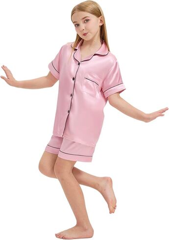 Sohcue Girls Pajamas يضع حريرًا ناعمًا قصيرًا لأكمام النوم. in Saudi Arabia