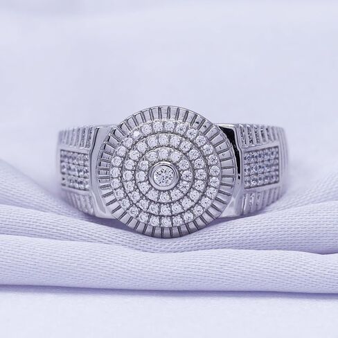 خاتم الخطوبة Moissanite للرجال ، تم إنشاء 0.45 قيراط مختبر من Diamond Circle Cluster Ring في الذهب 14K على هدية المجوهرات الفضية الاسترليني للرجال in Saudi Arabia