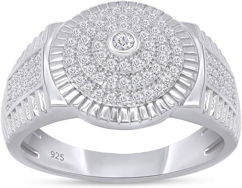 خاتم الخطوبة Moissanite للرجال ، تم إنشاء 0.45 قيراط مختبر من Diamond Circle Cluster Ring في الذهب 14K على هدية المجوهرات الفضية الاسترليني للرجال in Saudi Arabia