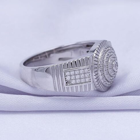 خاتم الخطوبة Moissanite للرجال ، تم إنشاء 0.45 قيراط مختبر من Diamond Circle Cluster Ring في الذهب 14K على هدية المجوهرات الفضية الاسترليني للرجال in Saudi Arabia