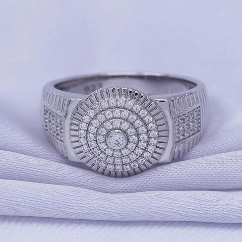 خاتم الخطوبة Moissanite للرجال ، تم إنشاء 0.45 قيراط مختبر من Diamond Circle Cluster Ring في الذهب 14K على هدية المجوهرات الفضية الاسترليني للرجال in Saudi Arabia