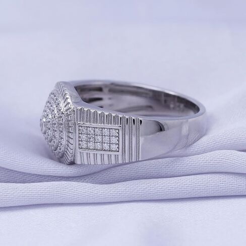 خاتم الخطوبة Moissanite للرجال ، تم إنشاء 0.45 قيراط مختبر من Diamond Circle Cluster Ring في الذهب 14K على هدية المجوهرات الفضية الاسترليني للرجال in Saudi Arabia