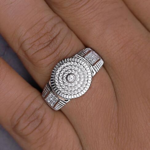 خاتم الخطوبة Moissanite للرجال ، تم إنشاء 0.45 قيراط مختبر من Diamond Circle Cluster Ring في الذهب 14K على هدية المجوهرات الفضية الاسترليني للرجال in Saudi Arabia