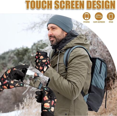 Pixel Panda تشغيل قفازات للرجال للرجال ، قفاز الدراجات الدافئ الشتوي لإجراء رسالة نصية للهواتف الذكية مع هلام السيليكون غير القابل للانزلاق - مقاوم للرياح حرارية ومقاومة للماء للركض وركوب الدراجات والقيادة in Kuwait