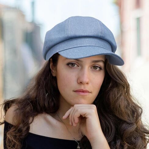 Denim Newsboy Hat Adjustable Beret Hat Cabbie Cap Octagonal Cap in Saudi Arabia