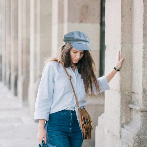 Denim Newsboy Hat Adjustable Beret Hat Cabbie Cap Octagonal Cap in Saudi Arabia