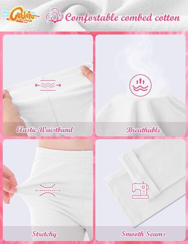 طماق الفتيات مع طماق مريحة ، طماق ناعمة للفتيات ، سراويل فتيات القطن الطول الكاحل مع نعومة كبيرة وتنفس ، طماق لا طماق ، أبيض مشرق ، حجم 12-14 سنة in Kuwait