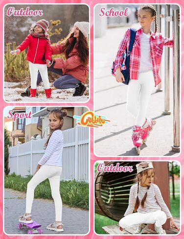 طماق الفتيات مع طماق مريحة ، طماق ناعمة للفتيات ، سراويل فتيات القطن الطول الكاحل مع نعومة كبيرة وتنفس ، طماق لا طماق ، أبيض مشرق ، حجم 12-14 سنة in Kuwait