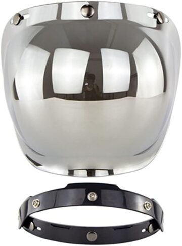 Universal 3 Snap Button Retro Motorrocycle Bubble Visor Wind Shield PC Lens ، خوذة وجه مفتوحة مفتوحة مع شظية مجموعة إطار in Saudi Arabia
