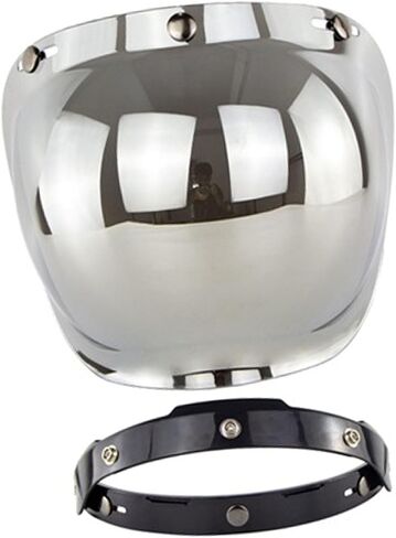 Universal 3 Snap Button Retro Motorrocycle Bubble Visor Wind Shield PC Lens ، خوذة وجه مفتوحة مفتوحة مع شظية مجموعة إطار in Saudi Arabia