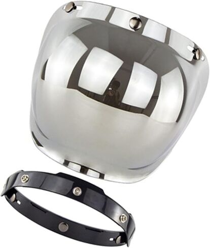 Universal 3 Snap Button Retro Motorrocycle Bubble Visor Wind Shield PC Lens ، خوذة وجه مفتوحة مفتوحة مع شظية مجموعة إطار in Saudi Arabia
