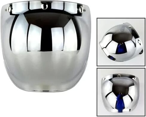 Universal 3 Snap Button Retro Motorrocycle Bubble Visor Wind Shield PC Lens ، خوذة وجه مفتوحة مفتوحة مع شظية مجموعة إطار in Saudi Arabia