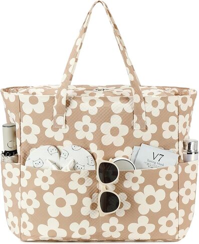 LEDAOU Beach Bag Waterproof Sandproof Women Tote Bag Pool Bag with Zipper for Gym Grocery Travel with Wet Pocket in Kuwait