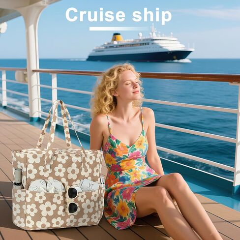 LEDAOU Beach Bag Waterproof Sandproof Women Tote Bag Pool Bag with Zipper for Gym Grocery Travel with Wet Pocket in Kuwait