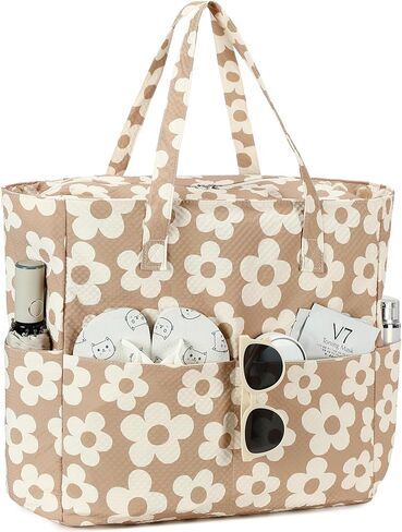 LEDAOU Beach Bag Waterproof Sandproof Women Tote Bag Pool Bag with Zipper for Gym Grocery Travel with Wet Pocket in Kuwait