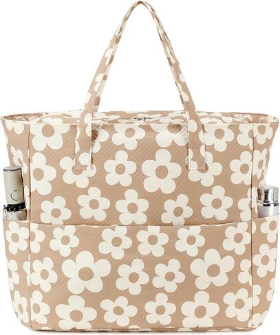 LEDAOU Beach Bag Waterproof Sandproof Women Tote Bag Pool Bag with Zipper for Gym Grocery Travel with Wet Pocket in Kuwait