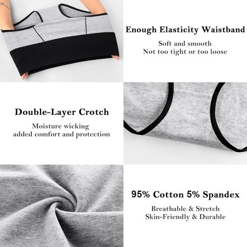 ASIMOON Women's High Waisted Cotton Underwear Tummy Control Panties Soft Full Coverage Ladies Briefs in Kuwait