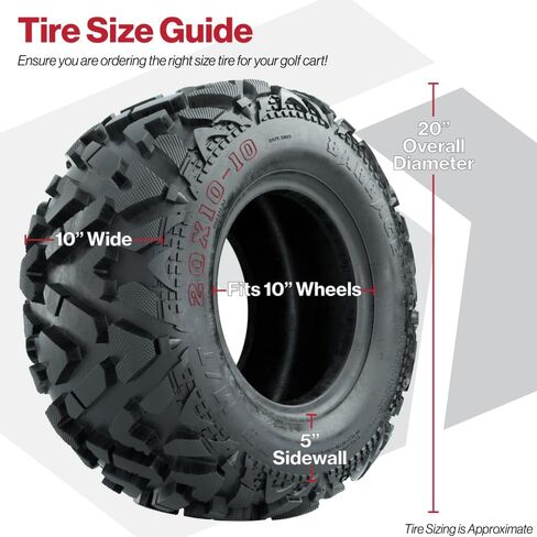 GTW Barrage 25 inch Golf Cart Mud/Off-Road Tire | 25x10-14 | Self-Cleaning Tread | 6-Ply | Universal Fitment with 14 inch Wheels | Set of 4 in Saudi Arabia