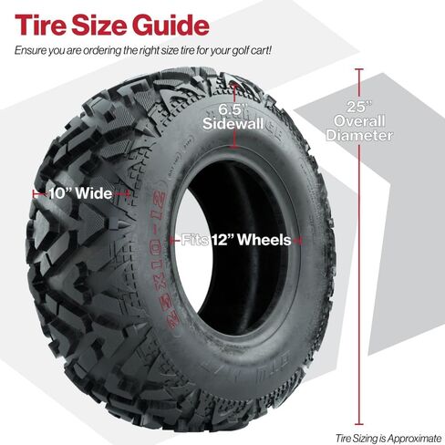 GTW Barrage 25 inch Golf Cart Mud/Off-Road Tire | 25x10-14 | Self-Cleaning Tread | 6-Ply | Universal Fitment with 14 inch Wheels | Set of 4 in Saudi Arabia