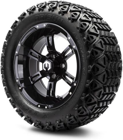 Modz® Ammpush Black 14 "Golf Cart Wheels و Arisun X-Trail (23x10-14) Dot All-Terrain Golf Cart Carbo Combo-مجموعة من 4 in Kuwait