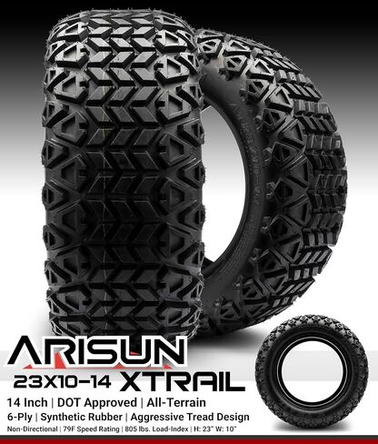 Modz® Ammpush Black 14 "Golf Cart Wheels و Arisun X-Trail (23x10-14) Dot All-Terrain Golf Cart Carbo Combo-مجموعة من 4 in Kuwait