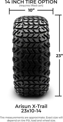 Modz® Ammpush Black 14 "Golf Cart Wheels و Arisun X-Trail (23x10-14) Dot All-Terrain Golf Cart Carbo Combo-مجموعة من 4 in Kuwait