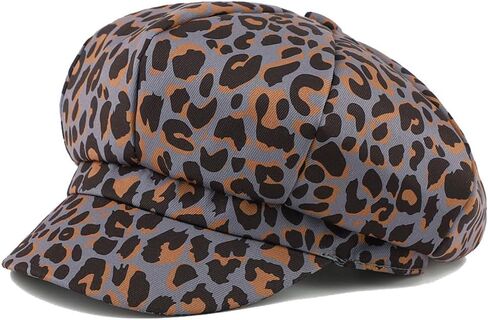 Vintage Newsboy Hats for Women Leopard Print Cabbie Paperboy Cap Spring Fall Baker Boy Beret Hat in Saudi Arabia