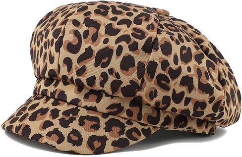 Vintage Newsboy Hats for Women Leopard Print Cabbie Paperboy Cap Spring Fall Baker Boy Beret Hat in Saudi Arabia