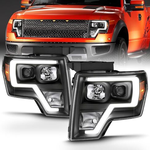 Amerilite for 2009-2014 Ford F150 Truck LED BAR Square Projector Halogen Black Projects مجموعة مصباح شعاع مرتفع/منخفض - سائق وجانب الراكب in Kuwait