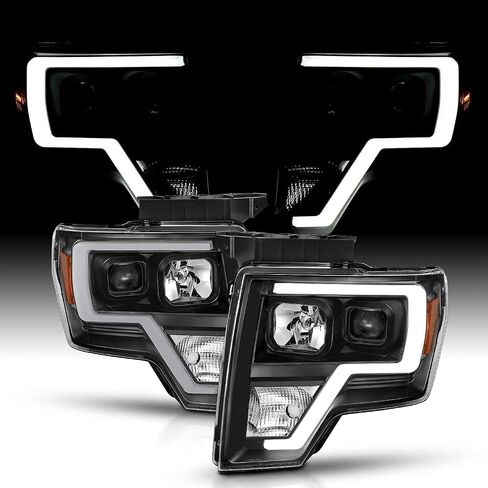 Amerilite for 2009-2014 Ford F150 Truck LED BAR Square Projector Halogen Black Projects مجموعة مصباح شعاع مرتفع/منخفض - سائق وجانب الراكب in Kuwait