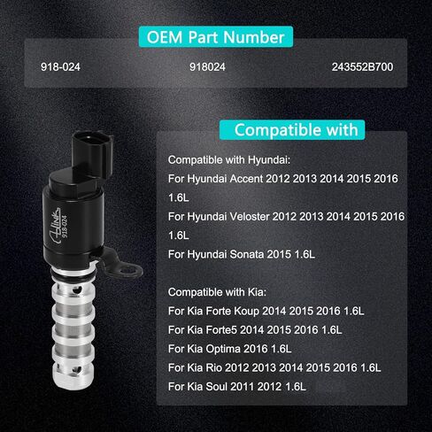 243552B700 OCV Oil Control Variable Valve (1.6L L4) Timing VVT Solenoid For Hyundai Accent 2012-2016 Veloster 2012-2016, Kia Forte Koup 2014-2016 Forte5 2014-2016 Rio 2012-2016 Soul 2011-2012 918-024 in Saudi Arabia