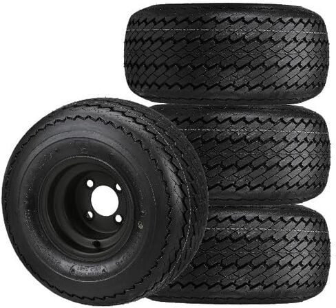 مجموعة CART RM من 4 إطارات عربة الجولف و RIMS ، Gloss Black ، Deli | يناسب 18 × 8.5 × 8 18-850-8 18 × 8.50-8 in Kuwait