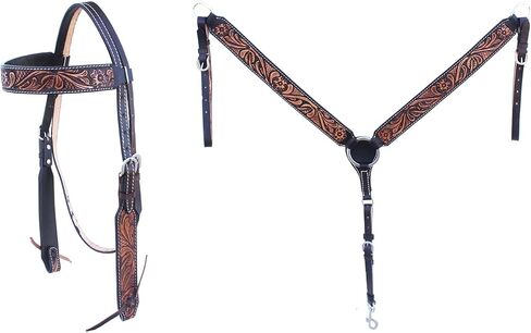 تشالنجر هورس الغربية الأزهار المزخرفة المزخرفة Browband Tack مجموعة اللجام Headstall طوق الثدي 78HR04B in Saudi Arabia