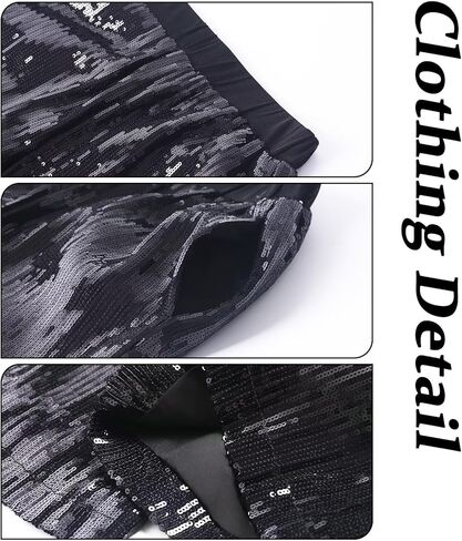 WELAKEN Girls Sequin Flare Pants Sparkle Elastic Waist Dance Pants with Pockets in Kuwait