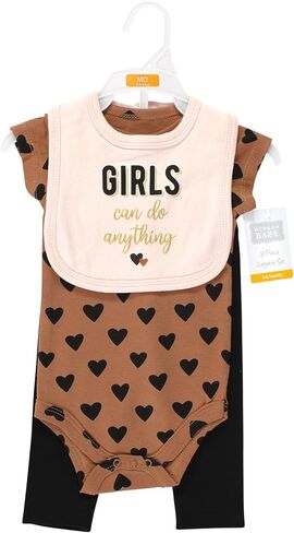 Hudson Baby Unisex Baby Cotton Bodysuit, Pant and Bib Set, Sunshine Rainbows, Newborn in Saudi Arabia