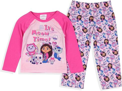 INTIMO Gabby's Dollhouse It's Meow Time Toddler Kid's Raglan 2 Piece Long Sleeve Long PJ Pant Pajama Set for Girls Boys in Saudi Arabia