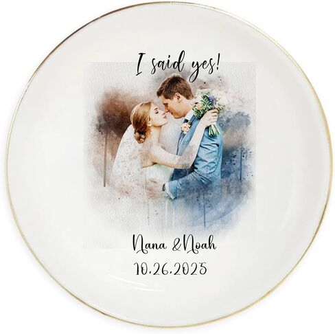 Personalized Ceramic Ring Dish – Custom Name Jewelry Tray for Wedding, Engagement, Bridesmaid, Couple Gift – Custom Jewelry Dish for Her Style 5 in Saudi Arabia