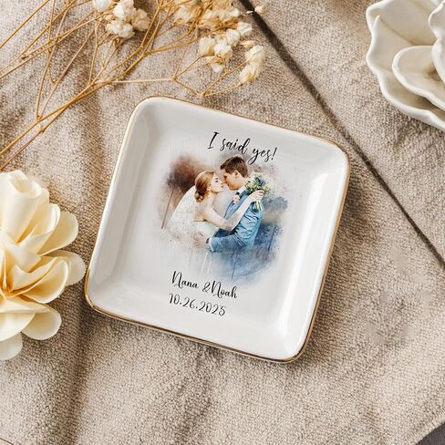 Personalized Ceramic Ring Dish – Custom Name Jewelry Tray for Wedding, Engagement, Bridesmaid, Couple Gift – Custom Jewelry Dish for Her Style 5 in Saudi Arabia