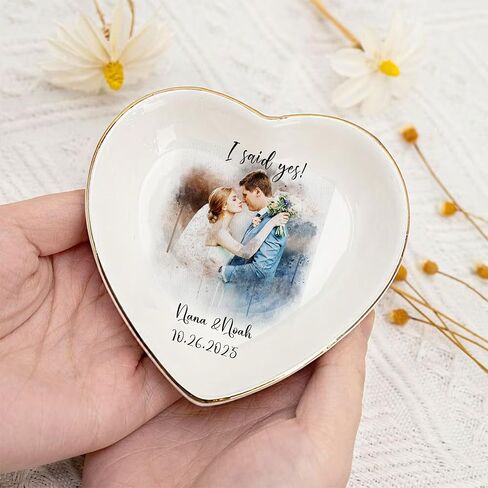 Personalized Ceramic Ring Dish – Custom Name Jewelry Tray for Wedding, Engagement, Bridesmaid, Couple Gift – Custom Jewelry Dish for Her Style 5 in Saudi Arabia
