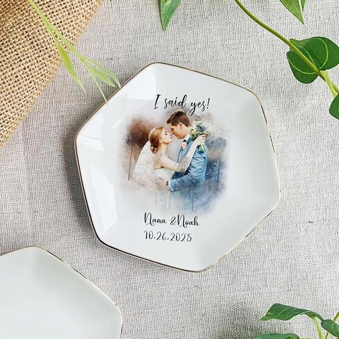 Personalized Ceramic Ring Dish – Custom Name Jewelry Tray for Wedding, Engagement, Bridesmaid, Couple Gift – Custom Jewelry Dish for Her Style 5 in Saudi Arabia
