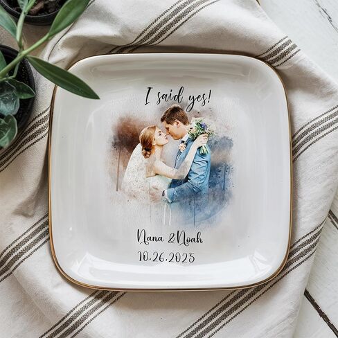 Personalized Ceramic Ring Dish – Custom Name Jewelry Tray for Wedding, Engagement, Bridesmaid, Couple Gift – Custom Jewelry Dish for Her Style 5 in Saudi Arabia